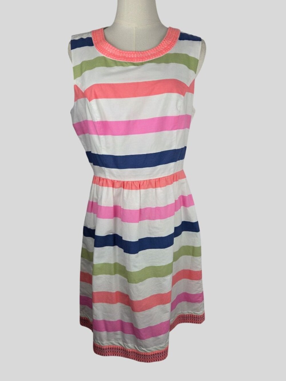 Vineyard Vines Stripe Cutout Back Dress Sz 10 Fit Flare Sleeveless Resortwear‎ - Picture 2 of 11